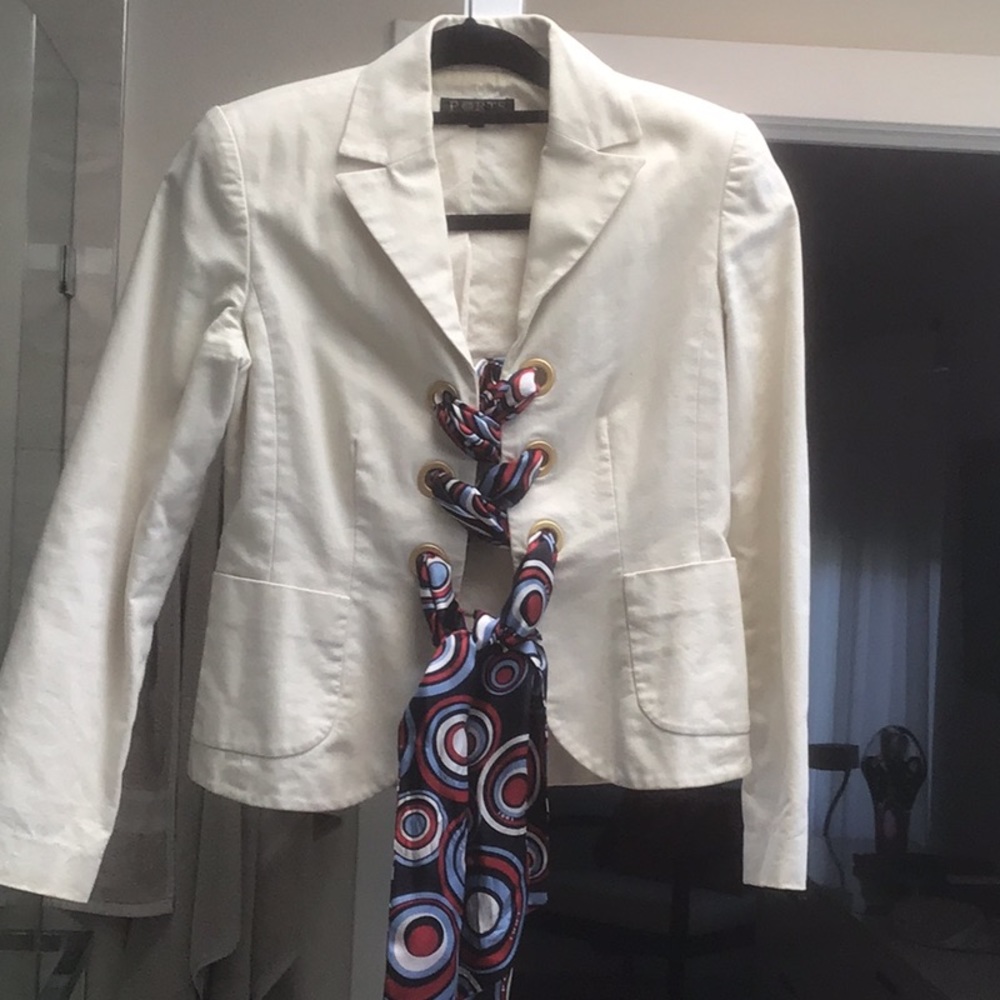 Ports off white cotton blazer with silk scarf